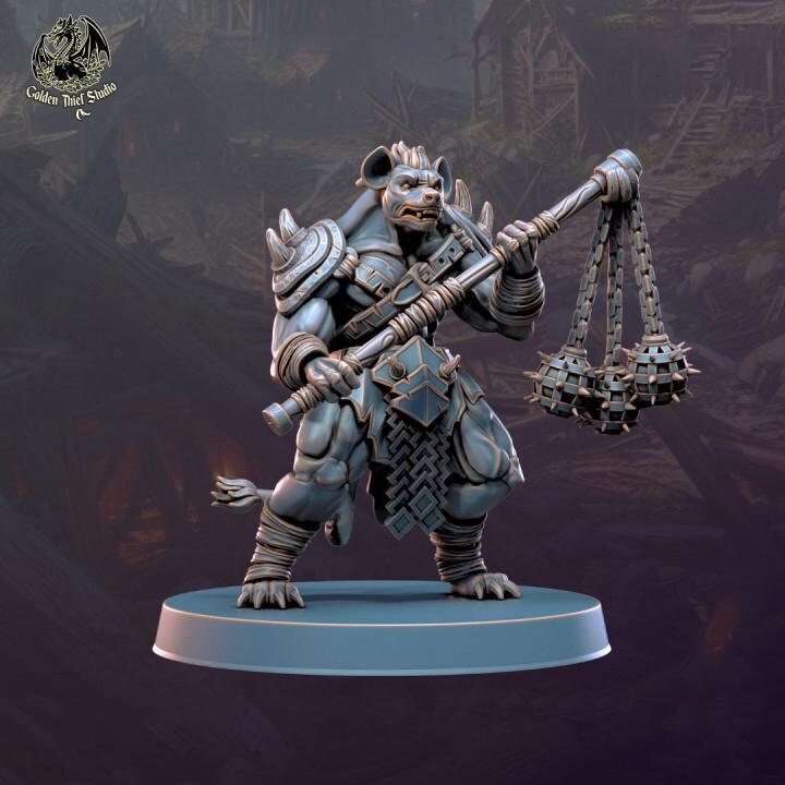 Gnoll Fighter Marauder | Resin Miniature| Dungeons and Dragons | 28mm,32mm,54mm,75mm,100mm Scales | Pathfinder hyena humanoid | D&D 5e |