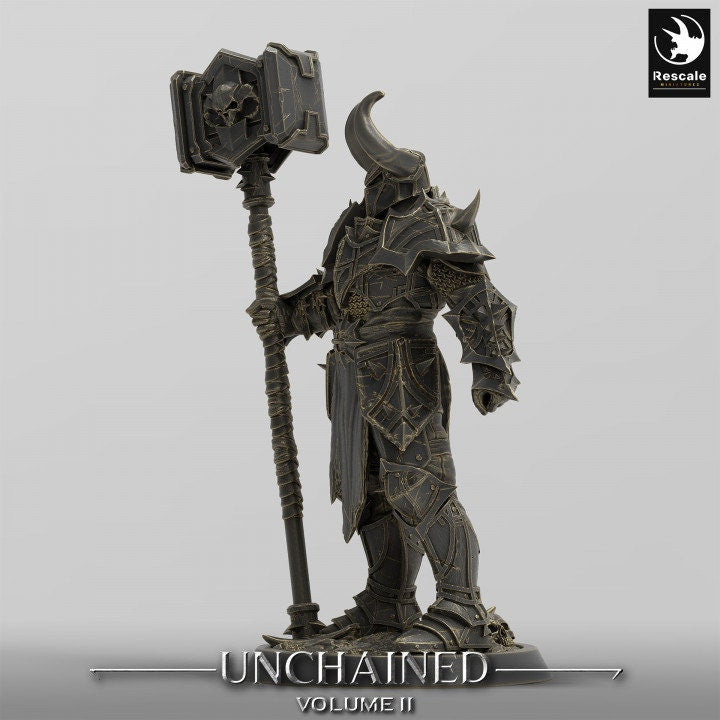 Oathbreaker Paladin, Fighter Battlemaster Maul PC / NPC, DnD 5e Unpainted Mini| 28mm, 32mm,54mm,75mm,100mm Scales | Dungeons &amp; Dragons