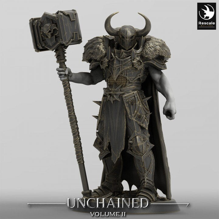 Oathbreaker Paladin, Fighter Battlemaster Maul PC / NPC, DnD 5e Unpainted Mini| 28mm, 32mm,54mm,75mm,100mm Scales | Dungeons & Dragons