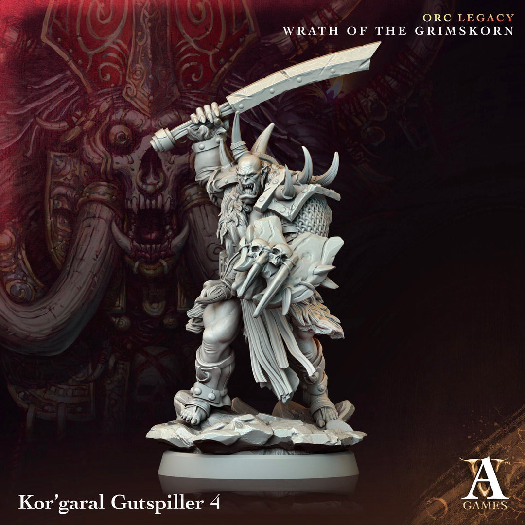 D&D 5e highly detailed Resin miniatture Orc Chief Fighter Barbarian Sword and Buckler, Half-Orc