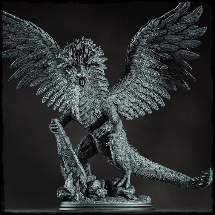 Qotal Feathered Dragon (4 sizes) D&amp;D Miniature | 270mm Long, 220mm Wing Span | Resin Dragon Statue | Figurine | Dungeons and Dragons 5e
