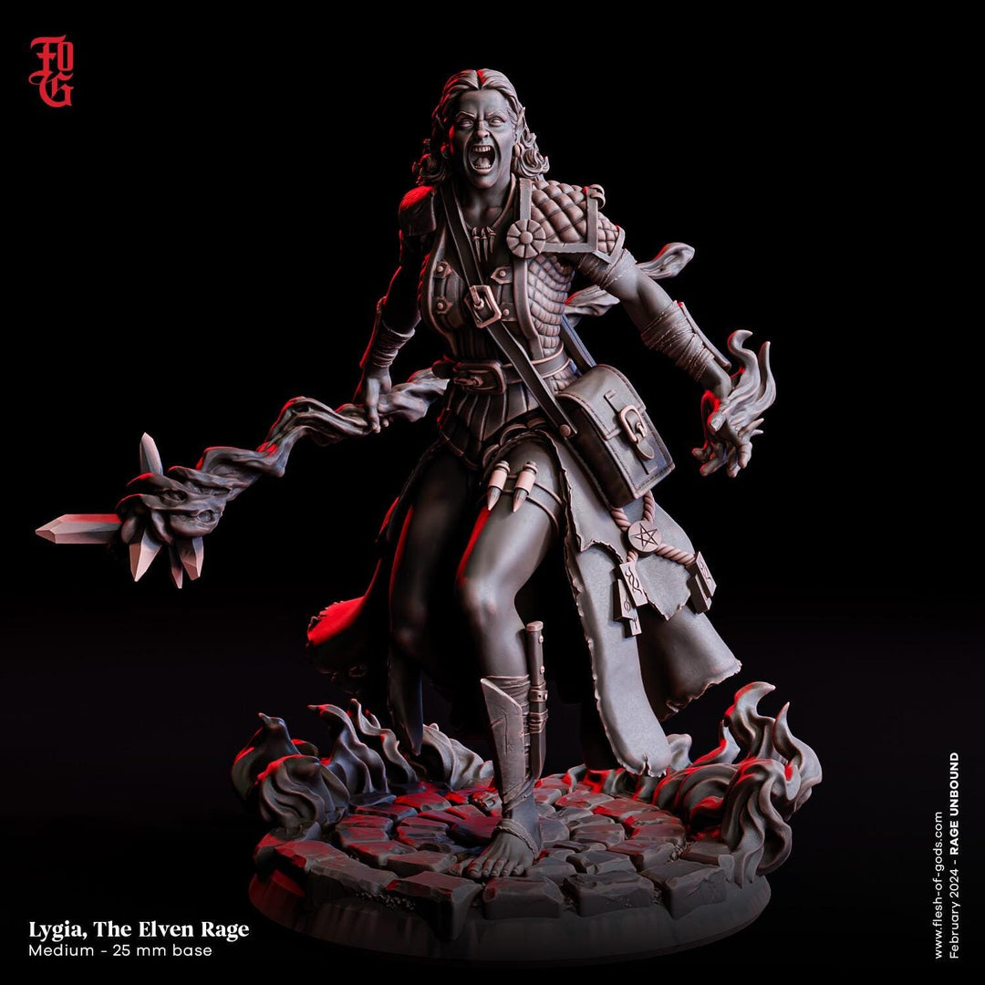 Elf Female Wizard, Sorcerer Warlock PC NPC | Resin Miniature 28mm,32mm,54mm,75mm,100mm Scale |Dungeons & Dragons, Pathfinder | Flesh of Gods