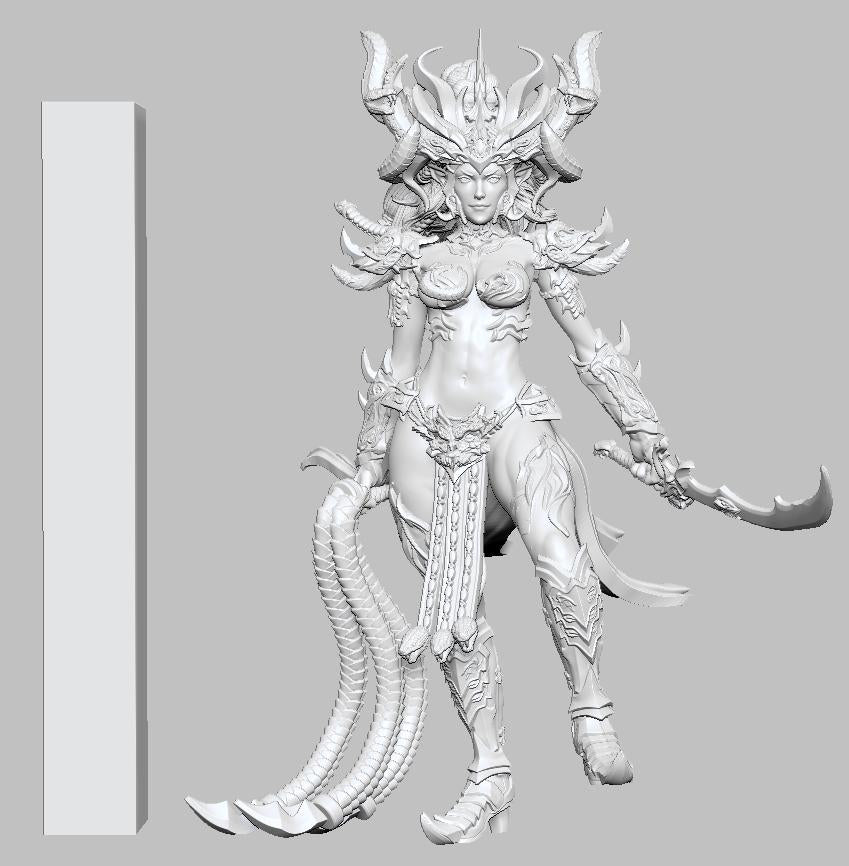 Female Sorcerer Warlock Snake Queen PC or NPC, Medusa Unpainted | 28mm, 32mm, 54mm,75mm,100mm | Dungeons and Dragons | Pathfinder | 3DArtGuy