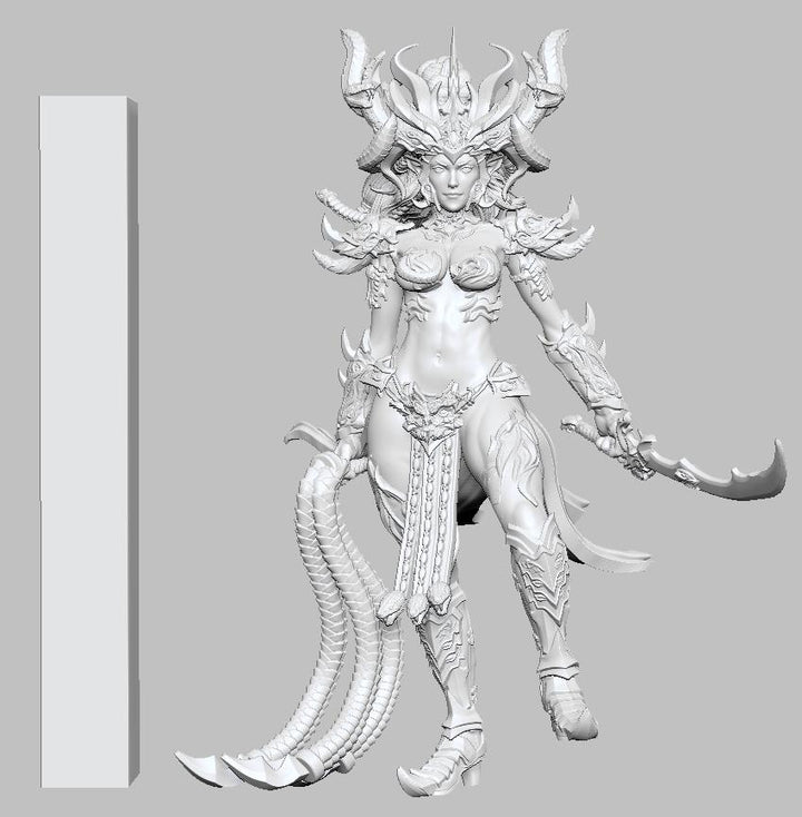 Female Sorcerer Warlock Snake Queen PC or NPC, Medusa Unpainted | 28mm, 32mm, 54mm,75mm,100mm | Dungeons and Dragons | Pathfinder | 3DArtGuy