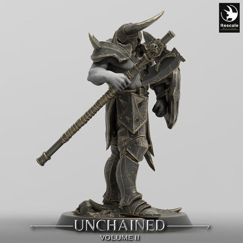 Fighter, Ranger Axe & Shield, Oathbreaker Paladin, Unpainted Miniature| 28mm, 32mm,54mm,75mm,100mm Scales |Dungeons and Dragons Pathfinder