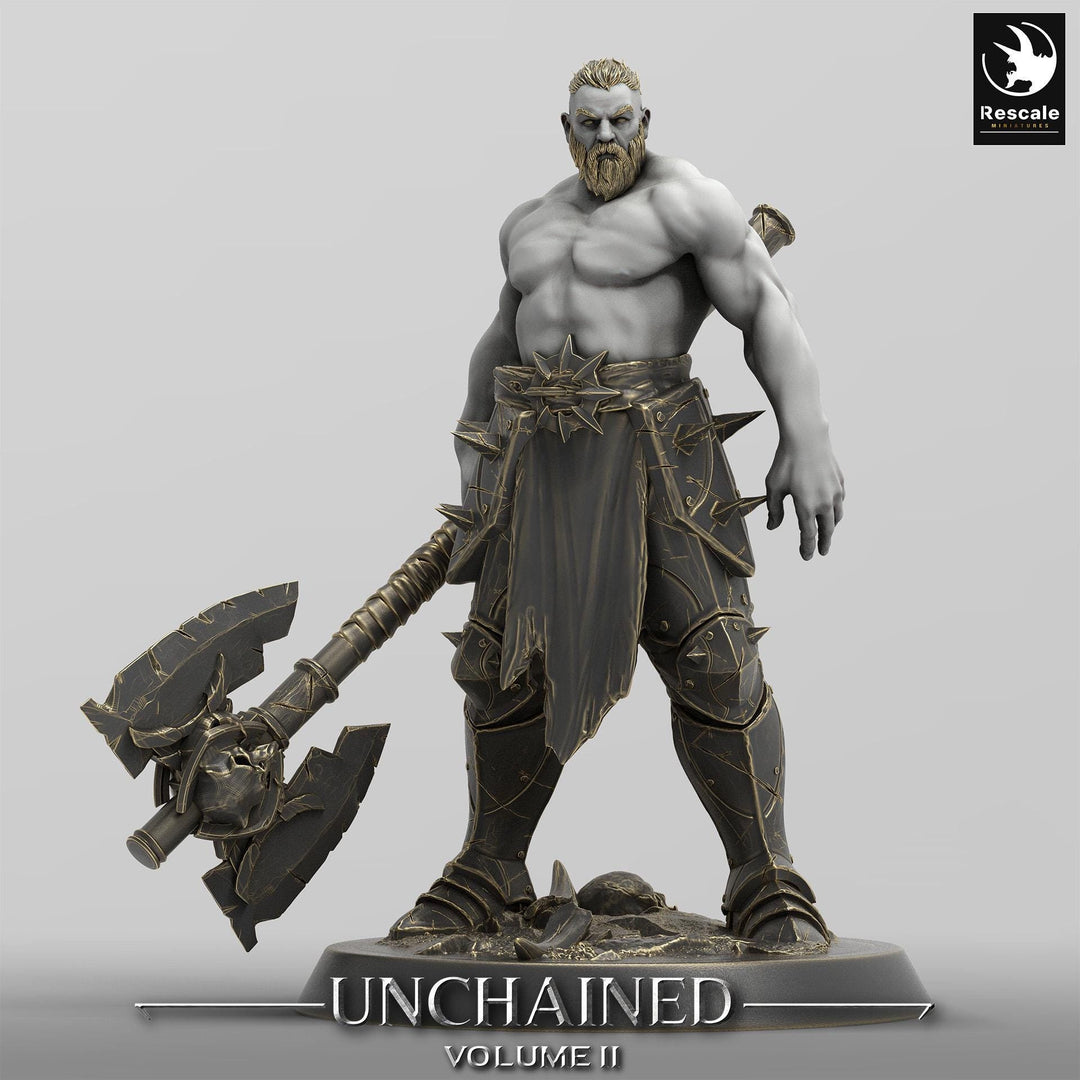 Barbarian, Ranger, Fighter,  Great Battle Axe, Unpainted Miniature| 28mm, 32mm,54mm,75mm,100mm Scales | Dungeons and Dragons 5E | Pathfinder