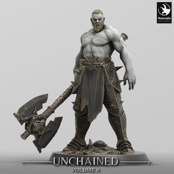 Barbarian, Ranger, Fighter,  Great Battle Axe, Unpainted Miniature| 28mm, 32mm,54mm,75mm,100mm Scales | Dungeons and Dragons 5E | Pathfinder
