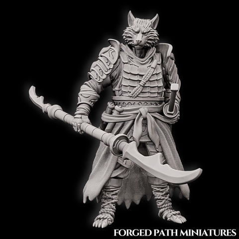 WereFox Fighter Samurai, Fox Folk, Kitsune | DnD Miniature 28mm,32mm,54mm, 75mm,100mm Scale Pathfinder Figure/ DnD Figurine unpainted