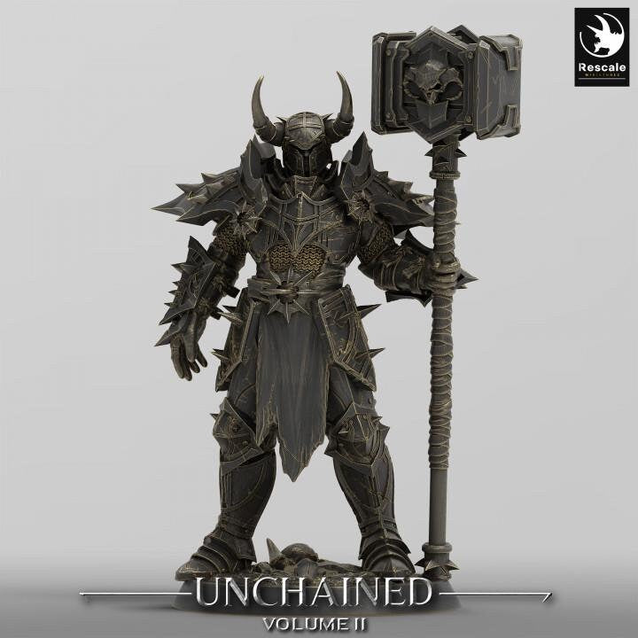 Oathbreaker Paladin, Fighter Battle Master with Maul PC / NPC, DnD 5e Unpainted Mini| 28mm, 32mm,54mm,75mm,100mm Scales | Dungeons &amp; Dragons