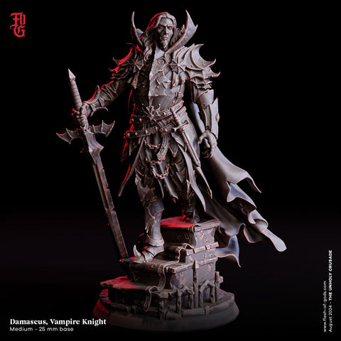 Vampire Knight Strahd in Armor | 28mm, 32mm,54mm, 75mm,100mm Scale | Undead Dungeons & Dragons 5e Miniatures | Pathfinder |Figurine DnD Mini
