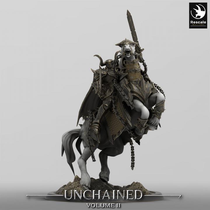 Chaos Knight Mounted on Horse w/ Swords ,Oathbreaker Paladin | Unpainted Dungeons and Dragons 5e | 28mm,32mm,54mm,75mm Scale | Pathfinder