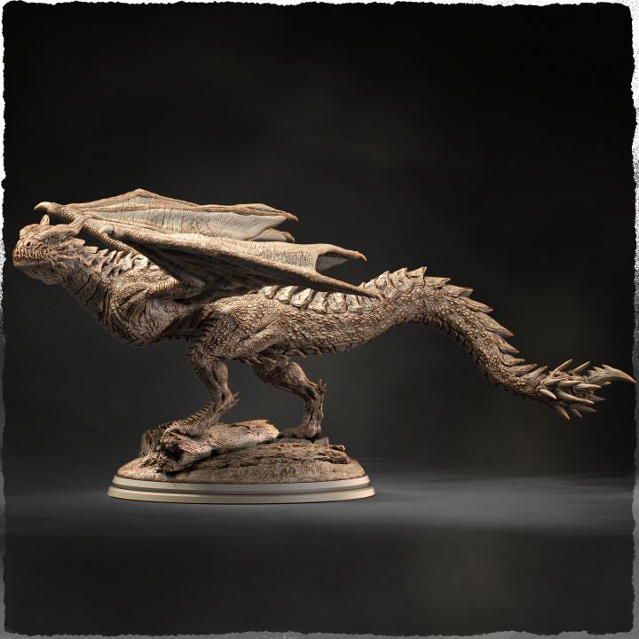 Wyvern, European Wyvern (4 sizes) D&amp;D Miniature | 250mm Long, 225mm Wing Span | Resin Dragon Statue | Figurine | Dungeons and Dragons 5e