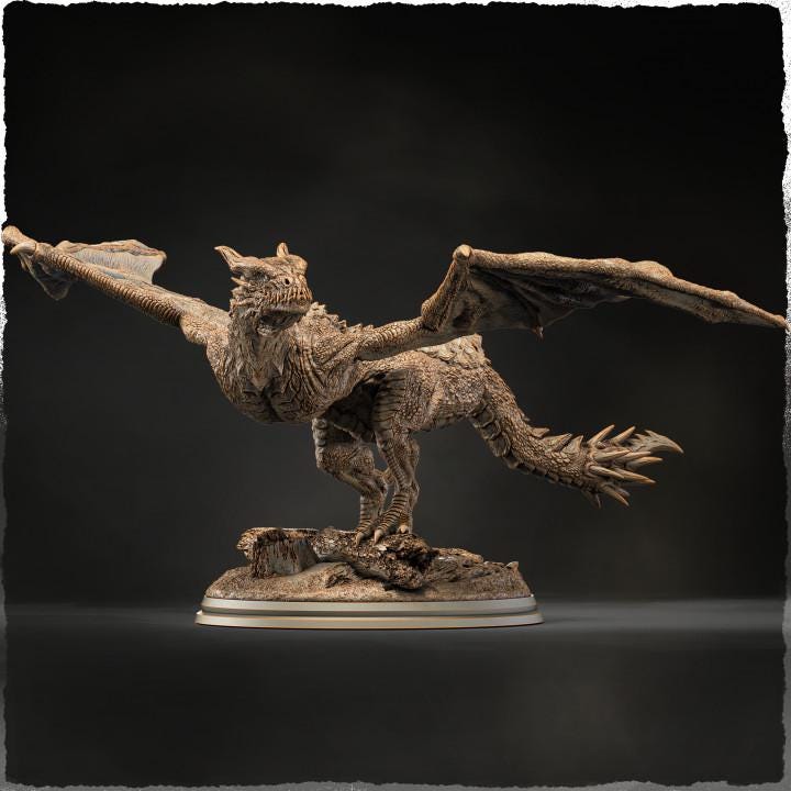 Wyvern, European Wyvern (4 sizes) D&amp;D Miniature | 250mm Long, 225mm Wing Span | Resin Dragon Statue | Figurine | Dungeons and Dragons 5e