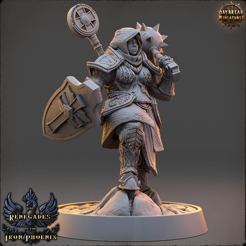 Female Cleric, Paladin PC /NPC Unpainted | 28mm,32mm,54mm,75mm,100mm Scales | Dungeons and Dragons | Pathfinder | Daybreak Miniatures