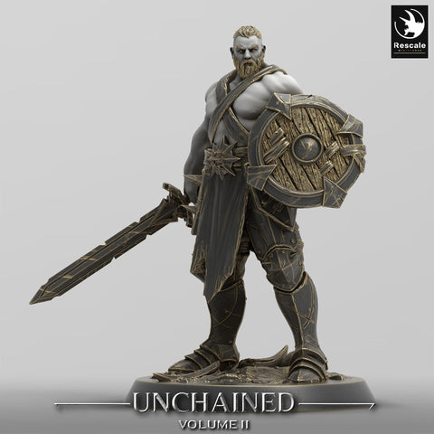 Ranger, Fighter, Barbarian Sword and Shield, DnD Unpainted Miniature| 28mm, 32mm,54mm,75mm,100mm Scales | Dungeons & Dragons