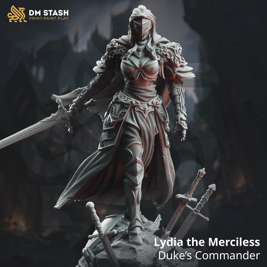 Female Paladin, Fighter Sword and Plate Armor D&D 5e Mini | 28mm, 32mm,54mm,75mm,100mm Scales | Dungeons and Dragons Pathfinder | DM Stash