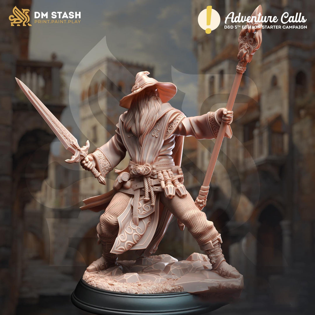 War Wizard, Warlock, Sorcerer PC / NPC Resin Miniature | 28mm, 32mm,54mm,75mm, 100mm Scales | Dungeons and Dragons  5E | DM Stash