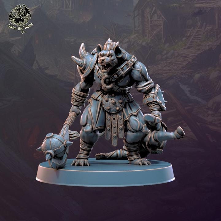 Gnoll Fighter Marauder | Resin Miniature| Dungeons and Dragons | 28mm,32mm,54mm,75mm,100mm Scales | Pathfinder hyena humanoid | D&amp;D 5e |