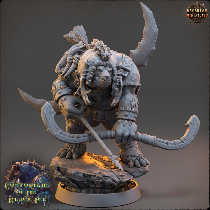 BearFolk Fighter Werebear Fighter Archer Scales: 28mm, 32mm,54mm,75mm,100mm | D&amp;D 5e | Dungeons and Dragons |Pathfinder |Daybreak Miniatures