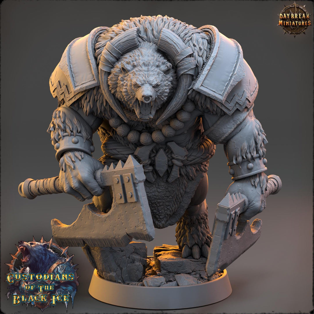BearFolk Fighter Werebear Fighter Scales: 28mm, 32mm,54mm,75mm,100mm | D&D 5e | Dungeons and Dragons | Pathfinder | Daybreak Miniatures