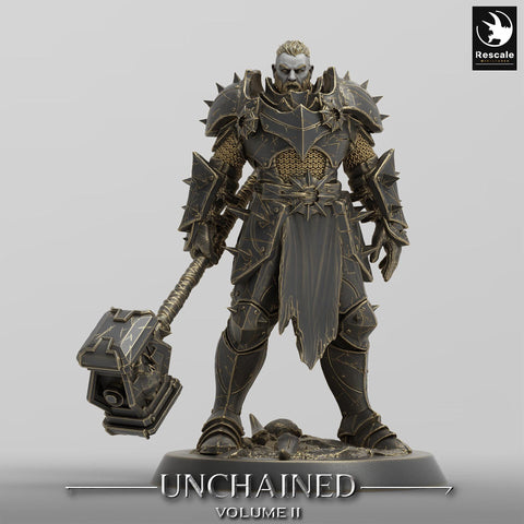 Oathbreaker Paladin, Fighter Battlemaster Maul PC / NPC, DnD 5e Unpainted Mini| 28mm, 32mm,54mm,75mm,100mm Scales | Dungeons & Dragons