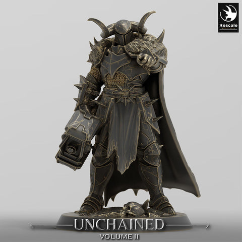 Oathbreaker Paladin, Fighter Battlemaster Maul PC / NPC, DnD 5e Unpainted Mini| 28mm, 32mm,54mm,75mm,100mm Scales | Dungeons & Dragons