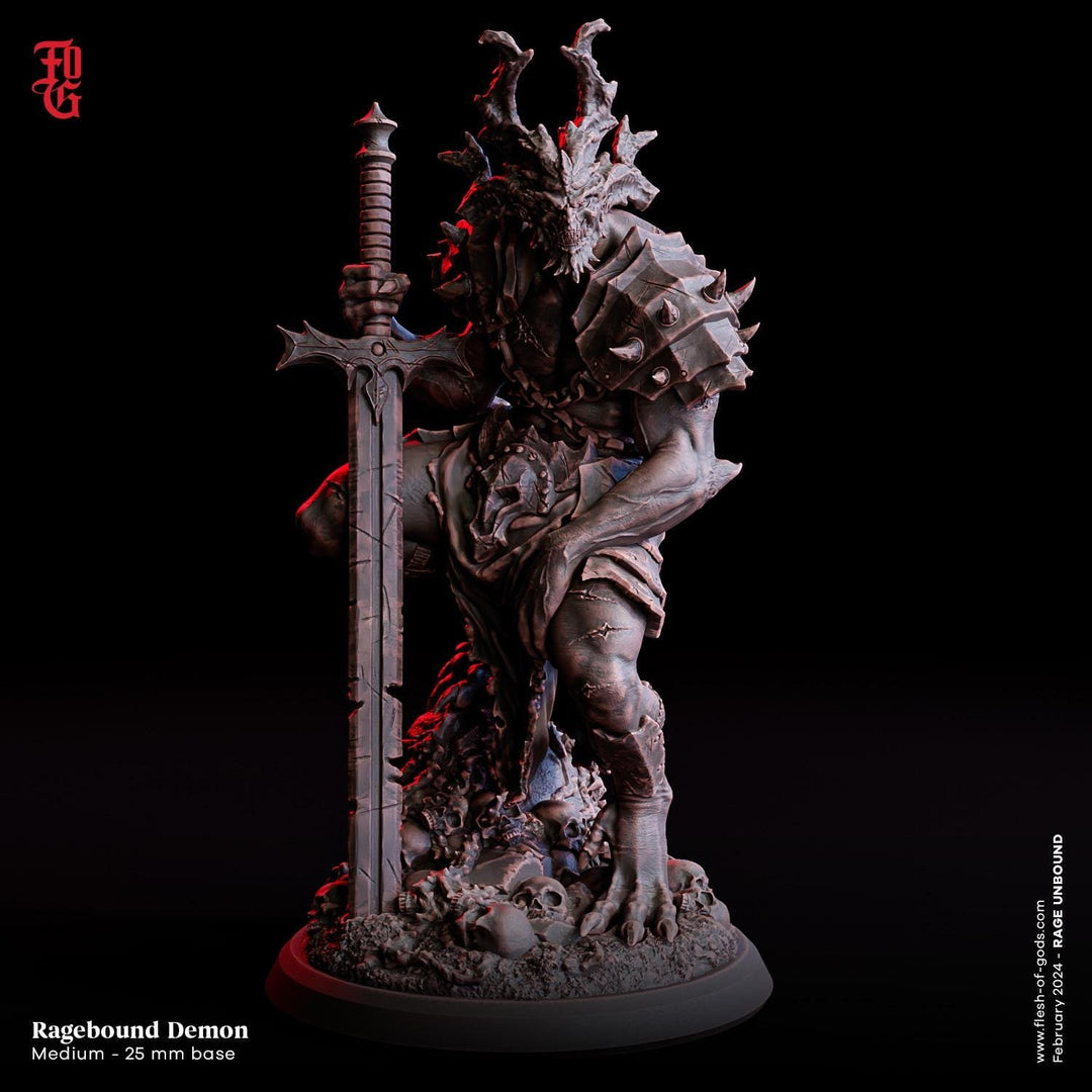 Demon Warrior Fiend, Demon Prince | 28mm,32mm,54mm,75mm,100mm Scale Resin Miniature | Dungeons and Dragons D&D 5e Pathfinder | Flesh of Gods