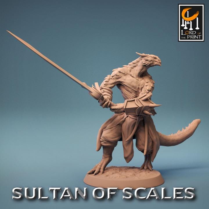 Dragonborn Fighter Ranger Barbarian | 28mm,32mm,54mm,75mm,100mm Scale Resin Mini | Dungeons and Dragons D&amp;D 5e Pathfinder |Lord of the Print