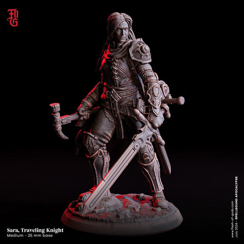 Female Human Fighter Adventurer, Ranger Paladin PC NPC | 28mm, 32mm,54mm, 75mm,100mm Scale Resin Mini | Dungeons and Dragons| Flesh of Gods
