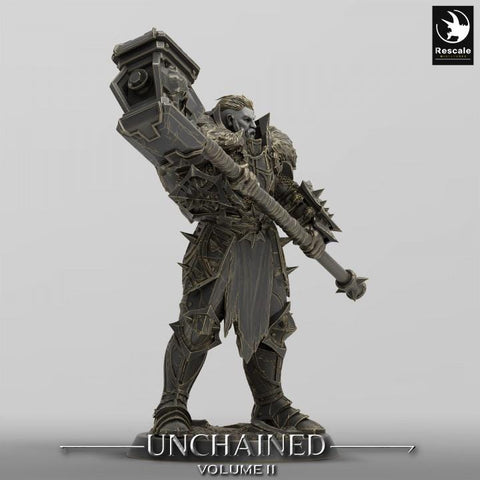 Human Paladin, Fighter Battlemaster with Maul PC / NPC, DnD 5e Gift Unpainted Mini| 28mm, 32mm,54mm,75mm,100mm Scales | Dungeons & Dragons