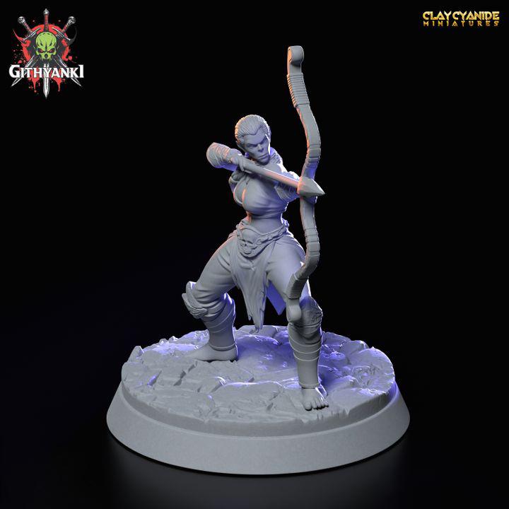 Githyanki Female Fighter with Bow | UNPAINTED Resin Miniature | 28mm, 32mm,54mm,75mm,100mm Scale |Dungeons &amp; Dragons| Clay Cyanide