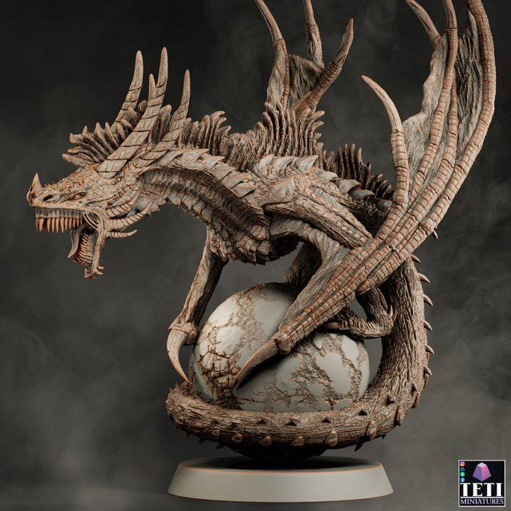 Flying Dragon Beast (4 sizes) D&amp;D Miniature | Young, Adult, Huge, Gargantuan (183mm High) | Resin Statue| Figurine | Dungeons and Dragons 5e