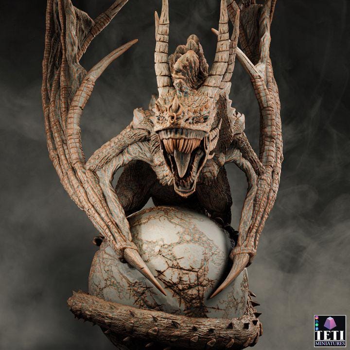 Flying Dragon Beast (4 sizes) D&amp;D Miniature | Young, Adult, Huge, Gargantuan (183mm High) | Resin Statue| Figurine | Dungeons and Dragons 5e