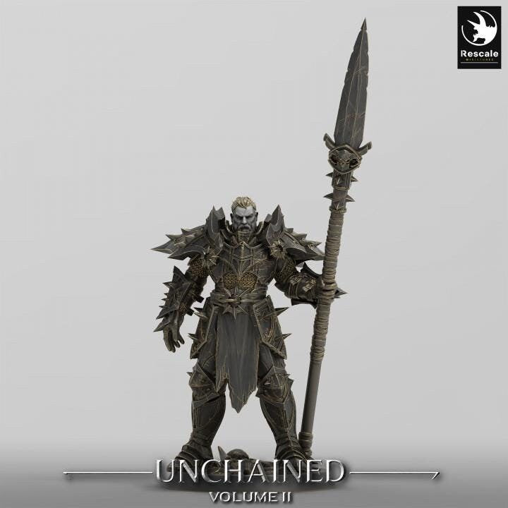 Oathbreaker Paladin, Fighter Polearm Master PC / NPC, DnD 5e Unpainted Mini| 28mm, 32mm,54mm,75mm,100mm Scales | Dungeons &amp; Dragons