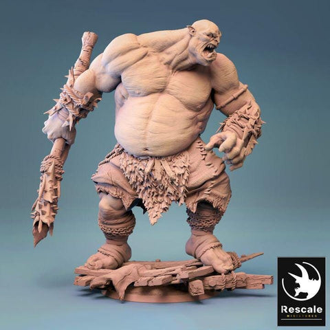 Ogre Chieftain, Half-Orc | 28mm, 32mm,54mm,75mm,100mm Scales | Fantasy Tabletop Mini -D&D 5e Pathfinder Figurine | Rescale Miniatures