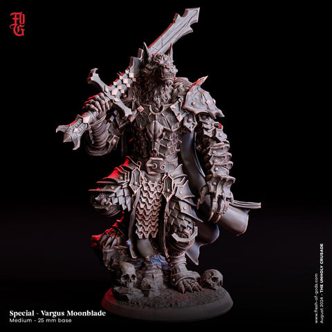Werewolf Fighter, Wolf Folk, Wolfkind in Armor | 28mm,32mm,54mm,75mm,100mm Scales, | Dungeons and Dragons D&D 5e | Pathfinder| Flesh of Gods