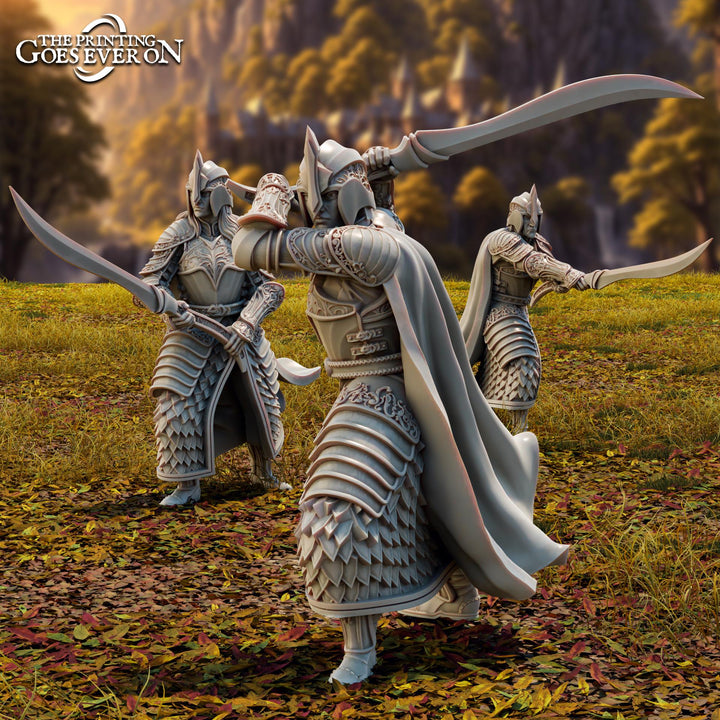 Elf Fighters, Paladin with Sword (3 poses )| Miniature | 28mm, 32mm,54mm,75mm, 100mm Scales | Pathfinder Figure | DnD | Figurine unpainted |