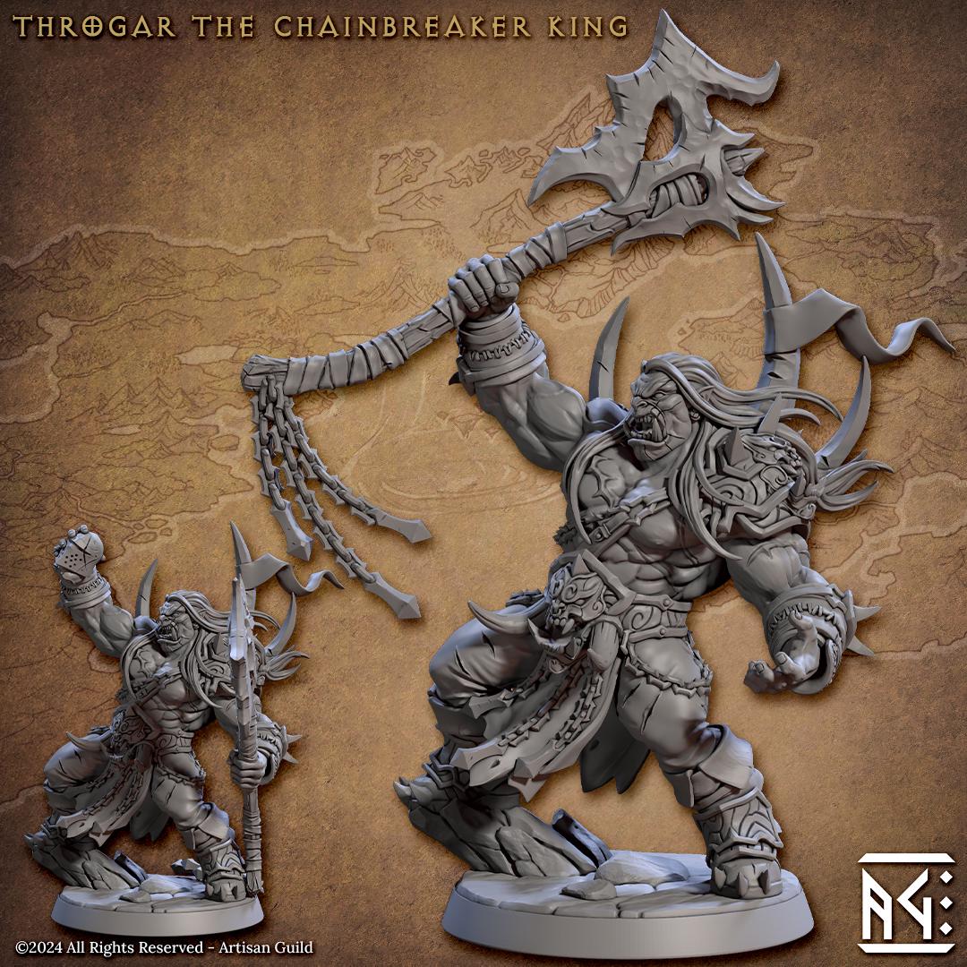 Orc Chief Fighter Barbarian with Battle Axe (2 options) DnD | 28mm, 32mm, 54mm, 75mm Scale Miniature | Dungeons and Dragons | Artisan Guild