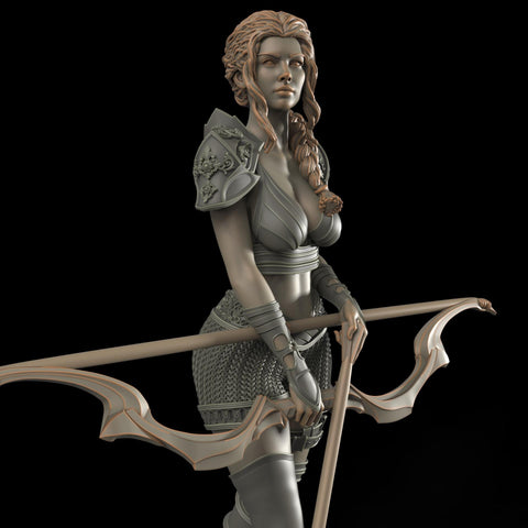 Female Elf, Human Fighter Ranger Sharpshooter, Mini | 28mm,32mm,54mm,75mm,100mm Scale | Resin Dungeons and Dragons D&D 5e | Pathfinder
