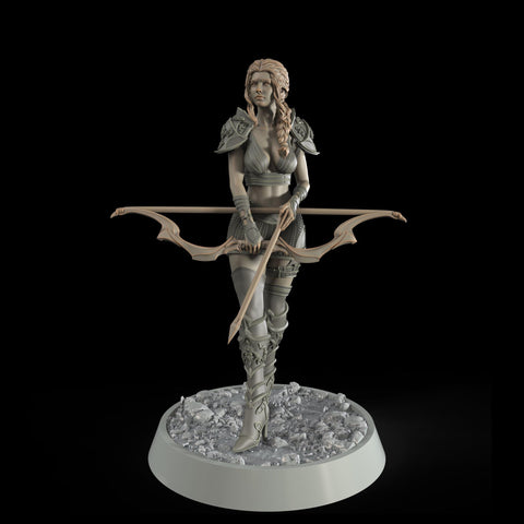 Female Elf, Human Fighter Ranger Sharpshooter, Mini | 28mm,32mm,54mm,75mm,100mm Scale | Resin Dungeons and Dragons D&D 5e | Pathfinder