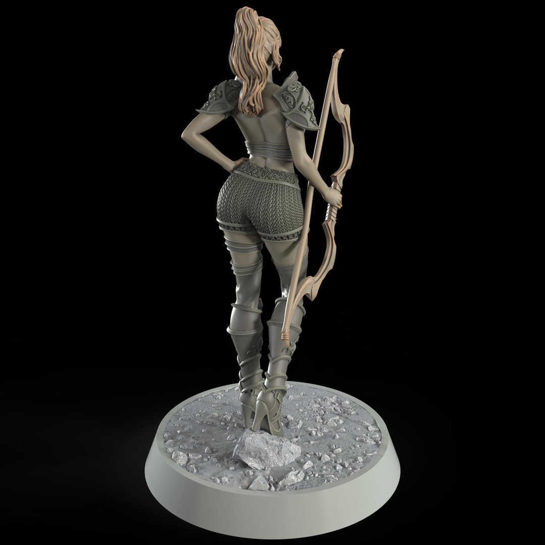 Female Elf, Human Fighter Ranger Sharpshooter, Mini | 28mm,32mm,54mm,75mm,100mm Scale | Resin Dungeons and Dragons D&amp;D 5e | Pathfinder