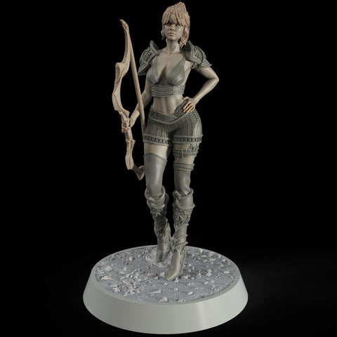 Female Elf, Human Fighter Ranger Sharpshooter, Mini | 28mm,32mm,54mm,75mm,100mm Scale | Resin Dungeons and Dragons D&D 5e | Pathfinder