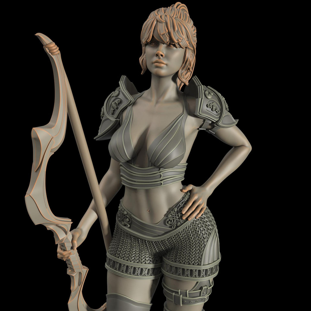 Female Elf, Human Fighter Ranger Sharpshooter, Mini | 28mm,32mm,54mm,75mm,100mm Scale | Resin Dungeons and Dragons D&amp;D 5e | Pathfinder
