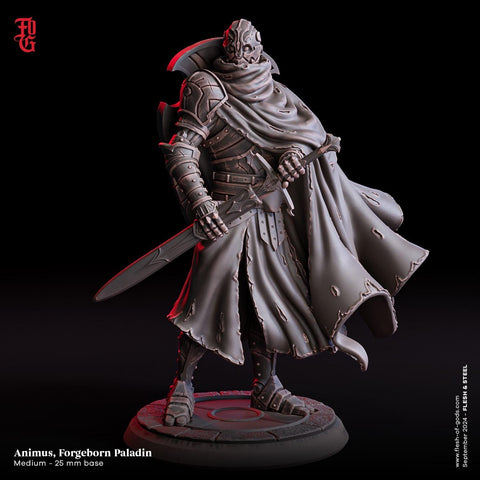 Warforged Paladin, Fighter, Sword | 28mm,32mm,54mm,75mm,100mm Scale Resin Miniature | Dungeons and Dragons D&D 5e Pathfinder | Flesh of Gods