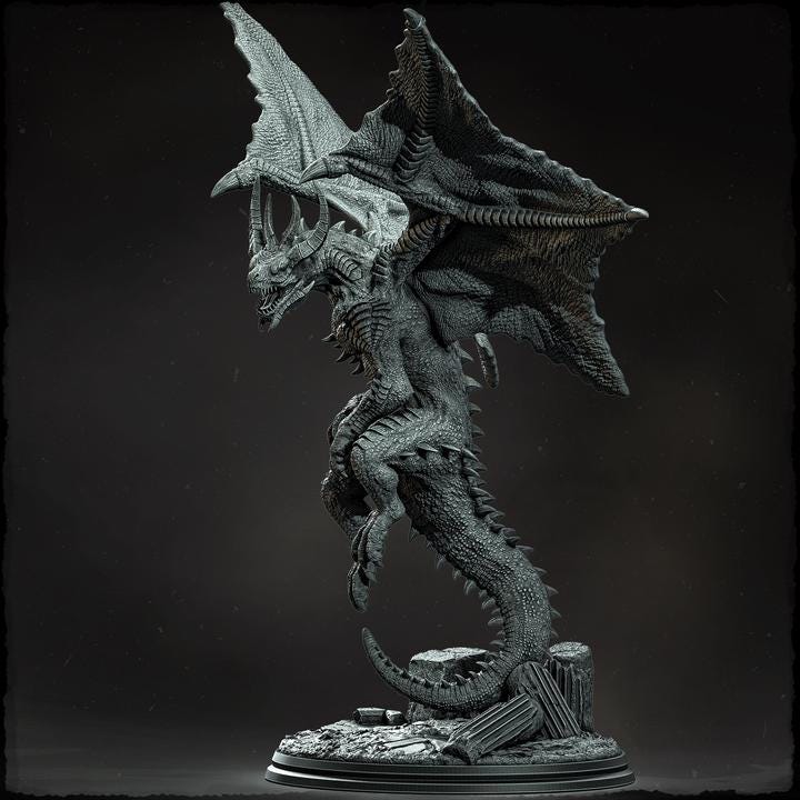 Chromatic Dragon (4 sizes) D&amp;D Miniature | 230mm Height, 220mm Wing Span | Resin Dragon Statue | Figurine | Dungeons and Dragons 5e