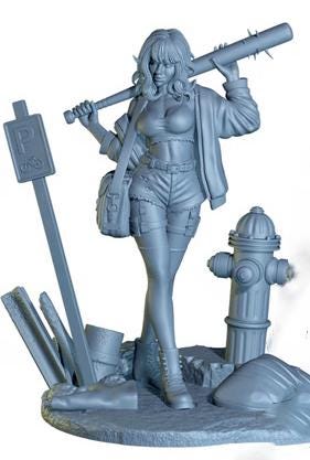 Female Sci-Fi Warrior Soldier, PC NPC Unpainted Resin Miniature | NSFW Topless version | 28mm, 32mm,54mm, 75mm, 100mm Scales |DnD 5e