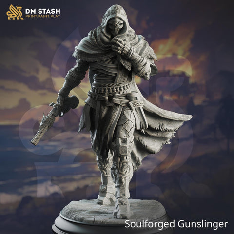 Warforged Fighter Gunslinger | Miniature | 28mm, 32mm, 54mm,75mm, 100mm Scales | Pathfinder Figure | DnD | Figurine unpainted | DM Stash
