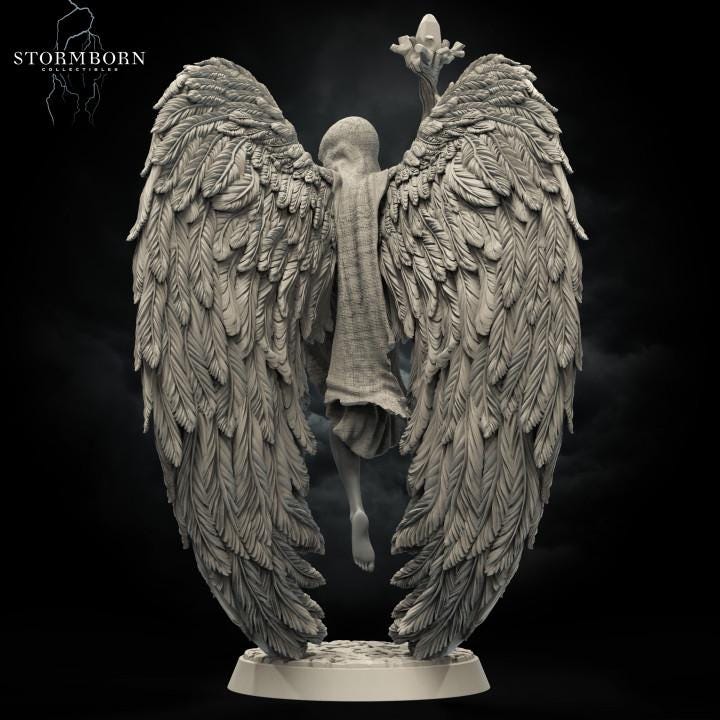 Female Celestial Angel PC NPC D&amp;D Miniature | 28mm, 32mm, 54mm,75mm, 100mm Scales | Pathfinder Figure | Figurine unpainted | RPG Gift Idea