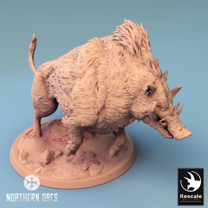 Wild Boar and Giant Boar Miniatures | Dungeons and Dragons 5e | 28mm,32mm, 54mm, 75mm, 100mm Scale | Pathfinder | Rescale miniatures