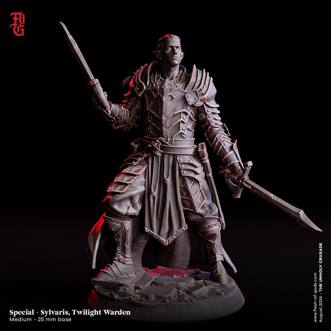 Elf, Half-Elf Paladin Fighter PC / NPC | 28mm, 32mm,54mm,75mm,100mm Scales | Player Character Mini D&D 5e Pathfinder Figurine |Flesh of Gods